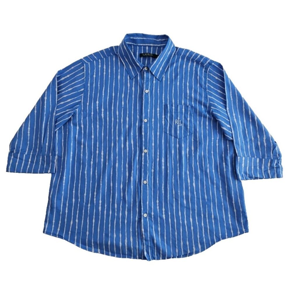 Lauren Ralph Lauren Green Label Pajama Top Women's XL‎ Blue White Stripe Classic